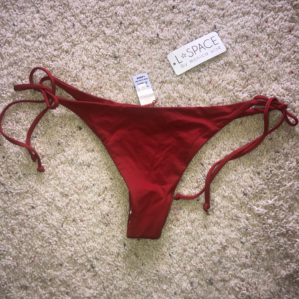 NWT L*space Lily tie bikini bottom sz L redwood